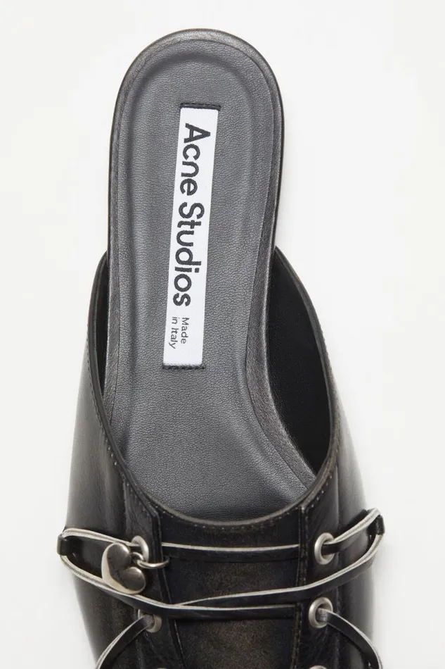 Acne Studios Laceup Mules Black Women Shoes Acne Studios Laceup Mules Black Women Shoes