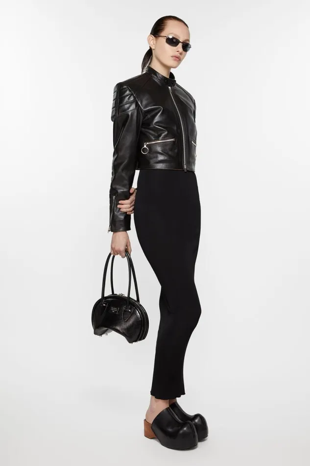 Acne Studios Leather Biker Jacket Black Women Outerwear Acne Studios Leather Biker Jacket Black Women Outerwear