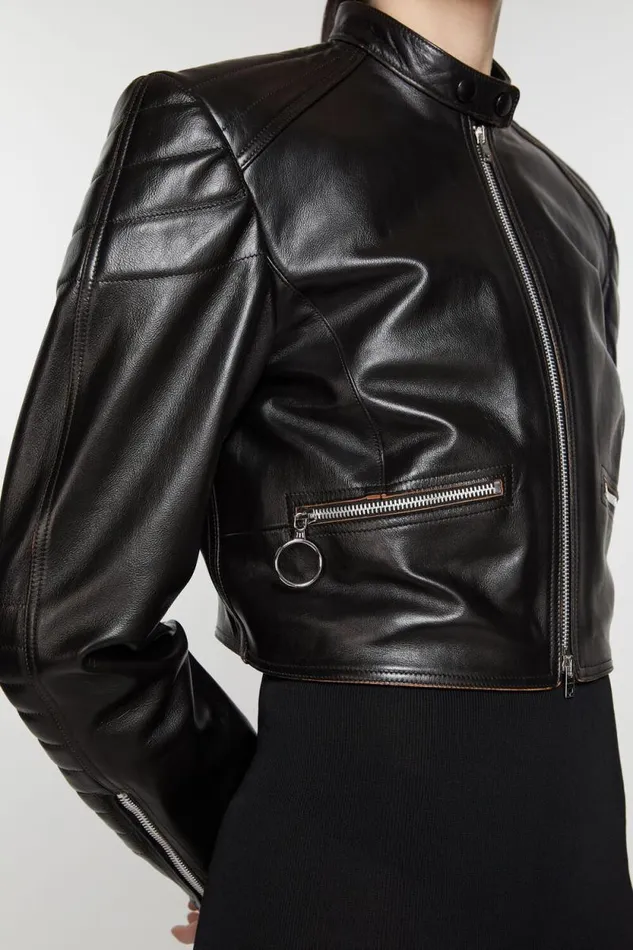 Acne Studios Leather Biker Jacket Black Women Outerwear Acne Studios Leather Biker Jacket Black Women Outerwear