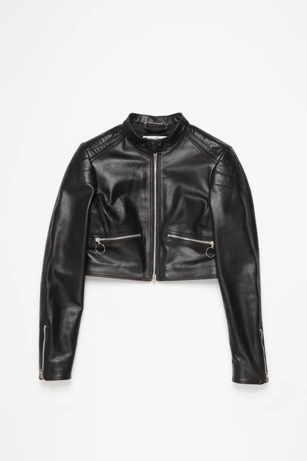 Acne Studios Leather Biker Jacket Black Women Outerwear Acne Studios Leather Biker Jacket Black Women Outerwear