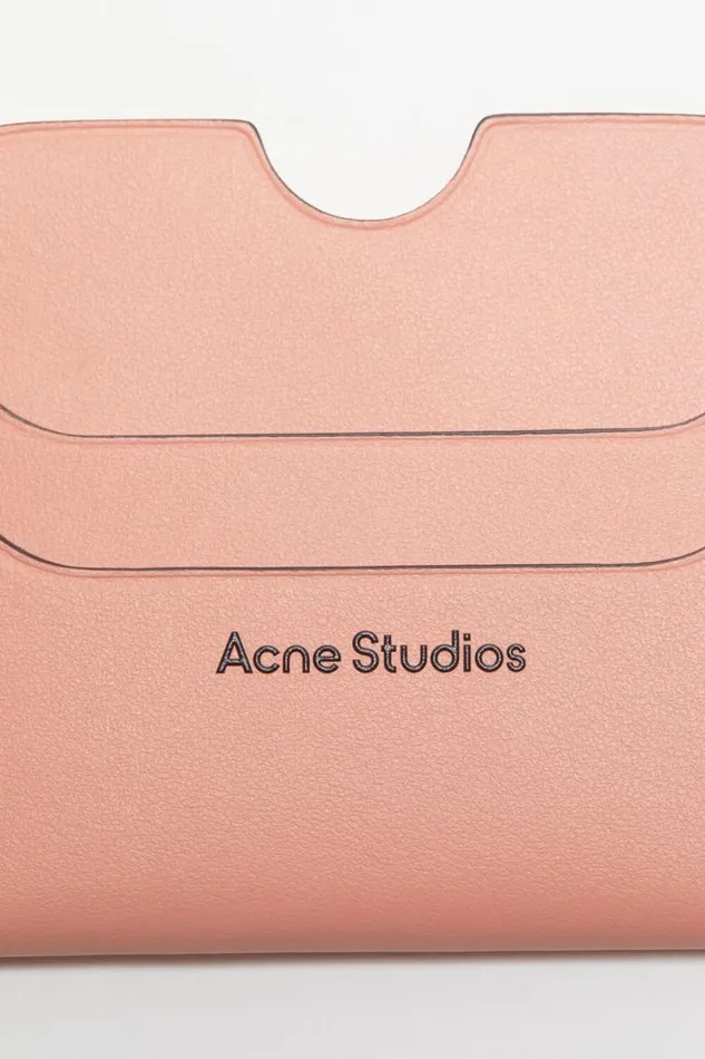 Acne Studios Leather Card Holder Salmon Pink Women Small Leather Goods