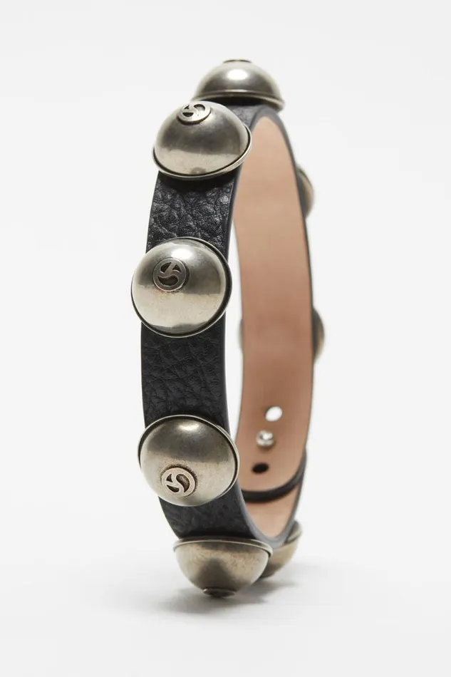Acne Studios Leather Stud Necklace Black Women Jewellery Acne Studios Leather Stud Necklace Black Women Jewellery