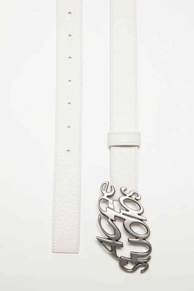 Acne Studios Logo Buckle Belt White Women Belts