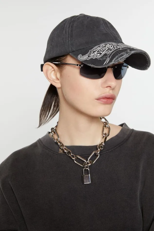 Acne Studios Logo Cap Black Women Hats