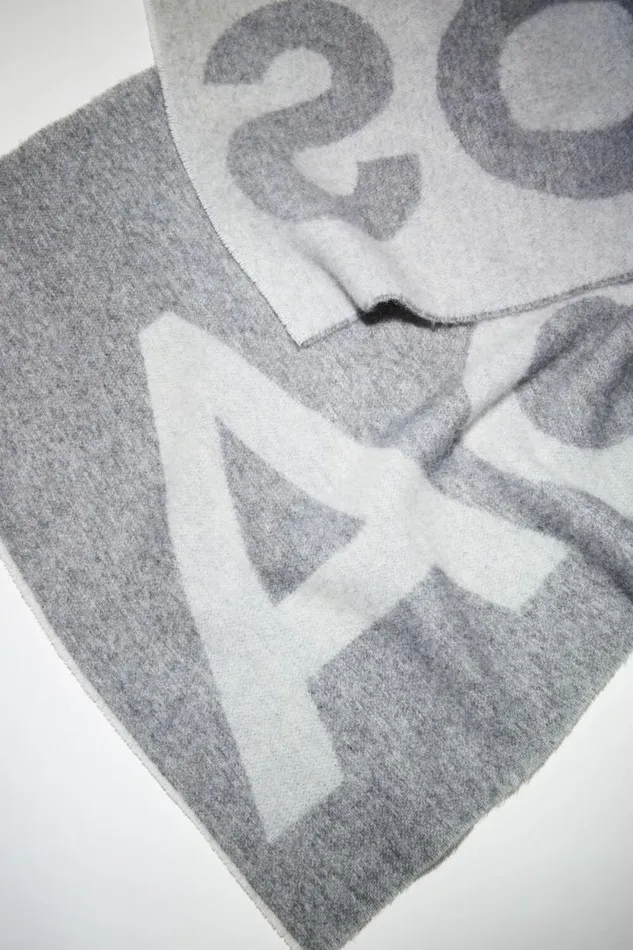 Acne Studios Logo Jacquard Scarf Grey Women Scarves Acne Studios Logo Jacquard Scarf Grey Women Scarves