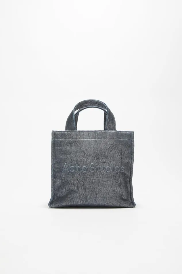 Acne Studios Logo Mini Shoulder Tote Bag Silverblue Men Bags