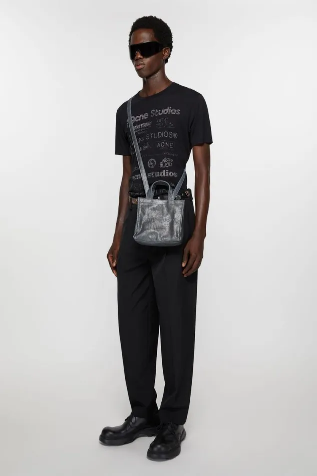 Acne Studios Logo Mini Shoulder Tote Bag Silverblue Men Bags