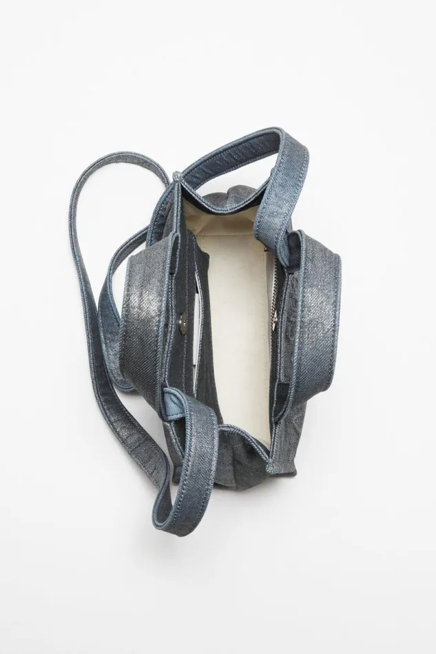 Acne Studios Logo Mini Shoulder Tote Bag Silverblue Men Bags