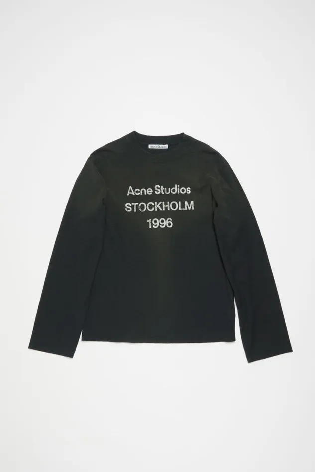 Acne Studios Logo Tshirt 8211 Relaxed Fit Faded Black Men Tshirts