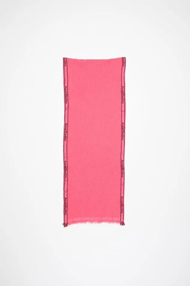 Acne Studios Logo Tape Scarf Pink Women Scarves