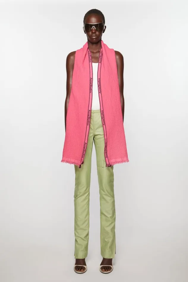 Acne Studios Logo Tape Scarf Pink Women Scarves Acne Studios Logo Tape Scarf Pink Women Scarves