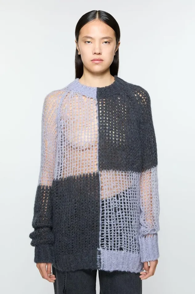 Acne Studios Loose Knit Mohair Jumper Purplegrey Women Knitwear