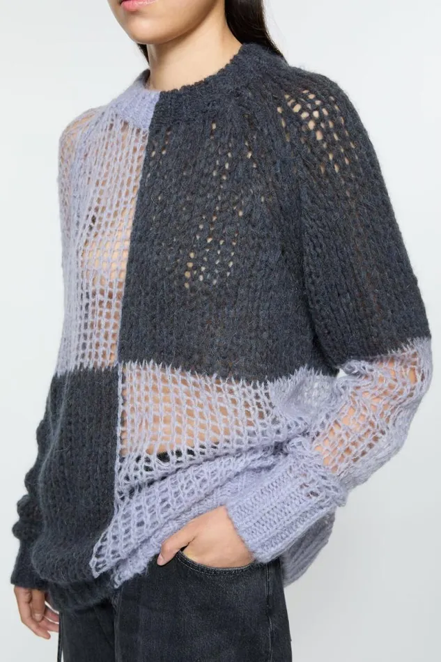 Acne Studios Loose Knit Mohair Jumper Purplegrey Women Knitwear Acne Studios Loose Knit Mohair Jumper Purplegrey Women Knitwear