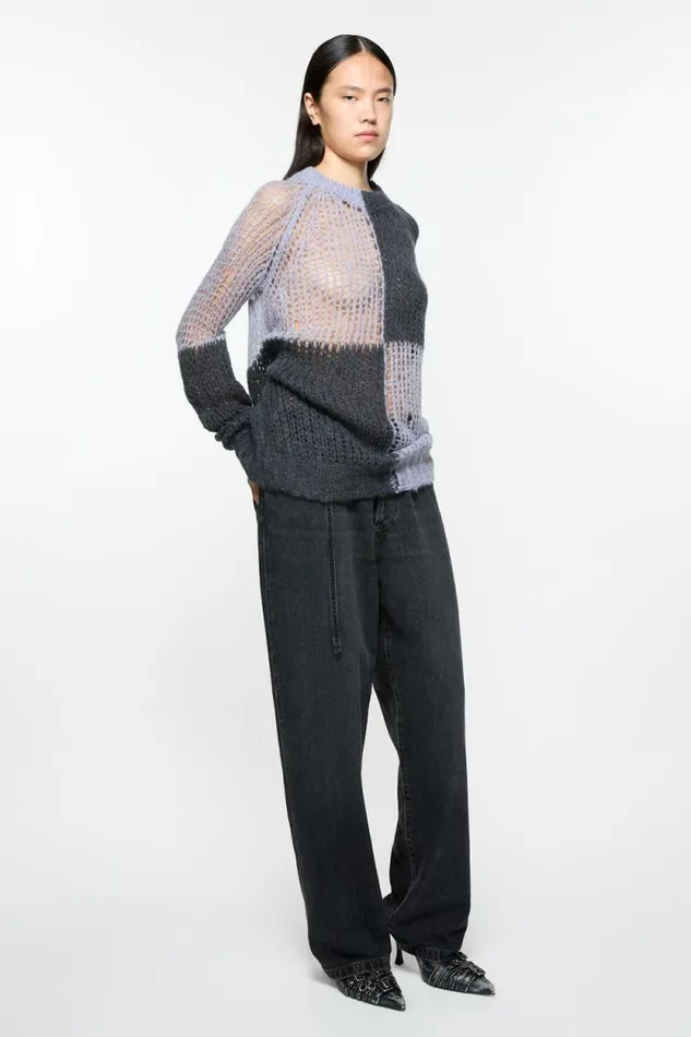 Acne Studios Loose Knit Mohair Jumper Purplegrey Women Knitwear Acne Studios Loose Knit Mohair Jumper Purplegrey Women Knitwear