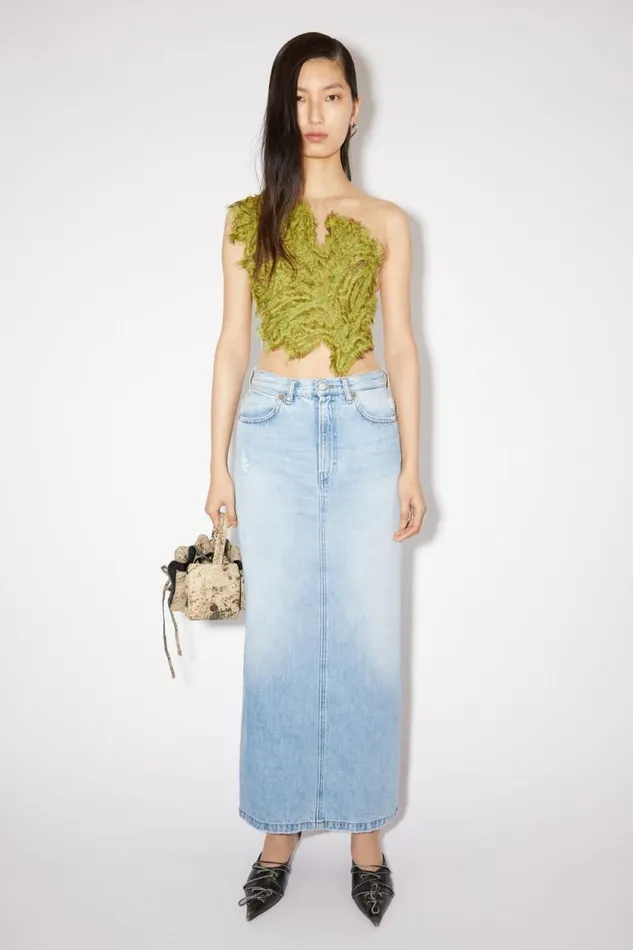 Acne Studios Midlength Denim Skirt Light Blue Women Skirts
