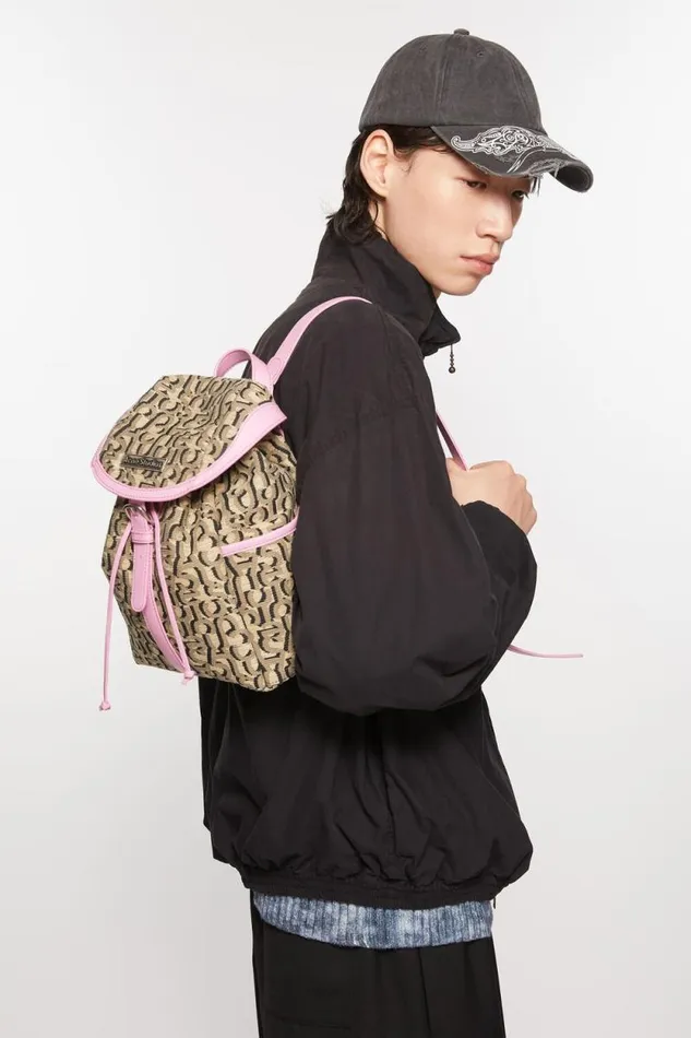 Acne Studios Mini Backpack Monogram Beigepink Women Bags Acne Studios Mini Backpack Monogram Beigepink Women Bags