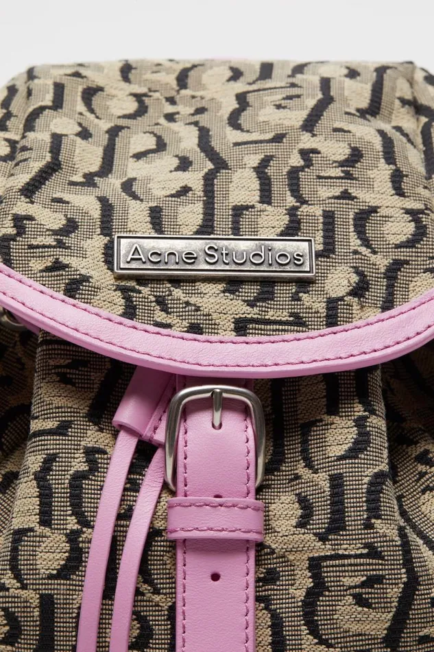 Acne Studios Mini Backpack Monogram Beigepink Women Bags Acne Studios Mini Backpack Monogram Beigepink Women Bags