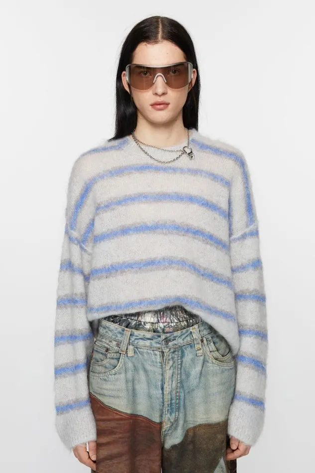 Acne Studios Mohair Blend Jumper Light Greysweet Blue Men Knitwear