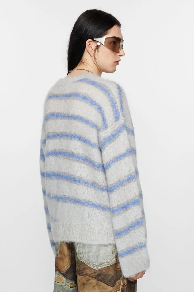 Acne Studios Mohair Blend Jumper Light Greysweet Blue Men Knitwear Acne Studios Mohair Blend Jumper Light Greysweet Blue Men Knitwear