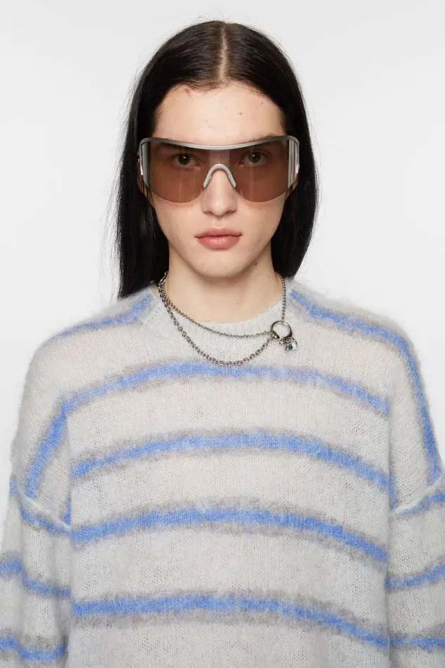 Acne Studios Mohair Blend Jumper Light Greysweet Blue Men Knitwear Acne Studios Mohair Blend Jumper Light Greysweet Blue Men Knitwear