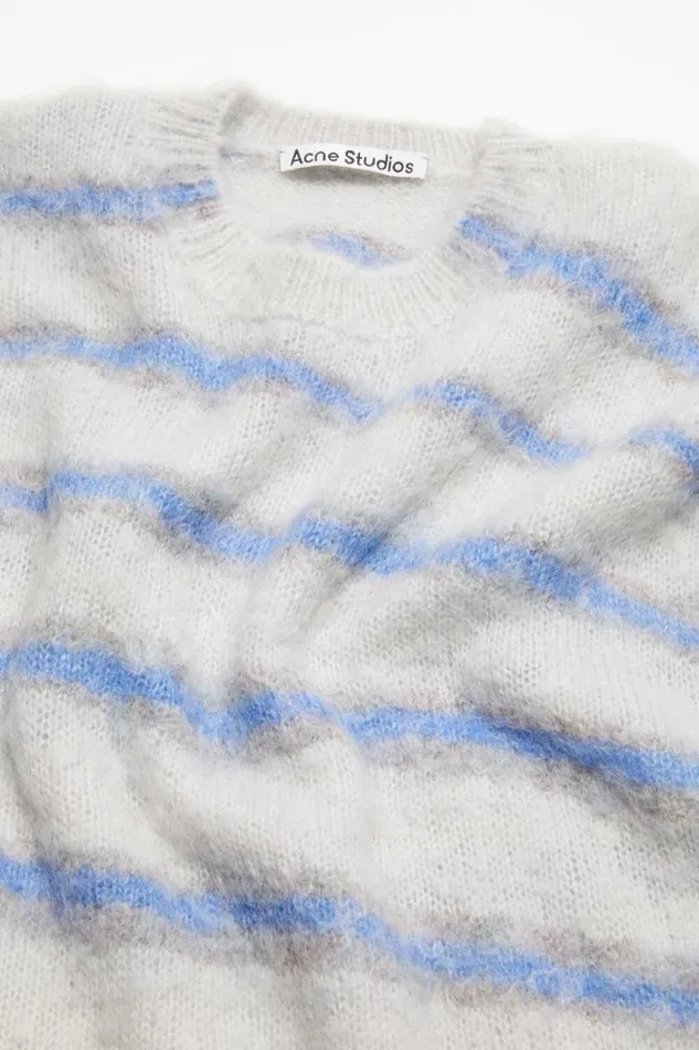 Acne Studios Mohair Blend Jumper Light Greysweet Blue Men Knitwear Acne Studios Mohair Blend Jumper Light Greysweet Blue Men Knitwear