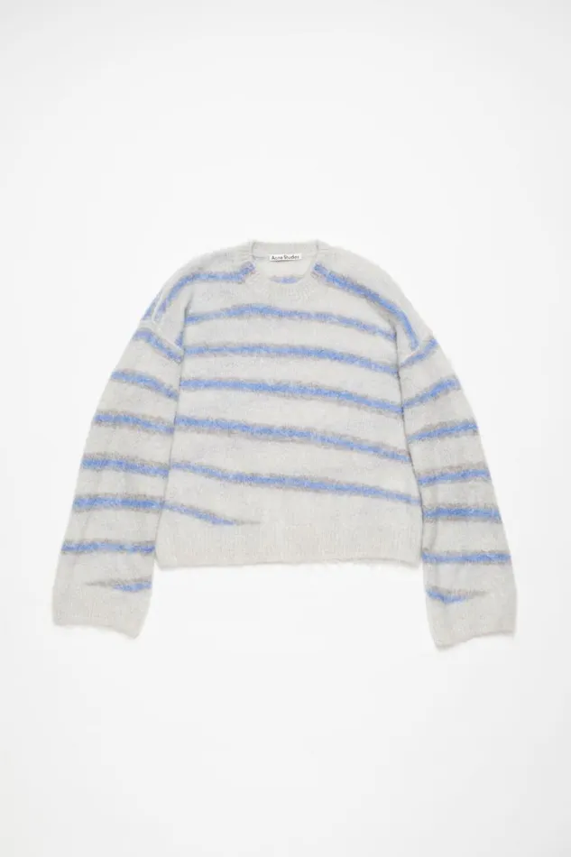 Acne Studios Mohair Blend Jumper Light Greysweet Blue Men Knitwear Acne Studios Mohair Blend Jumper Light Greysweet Blue Men Knitwear