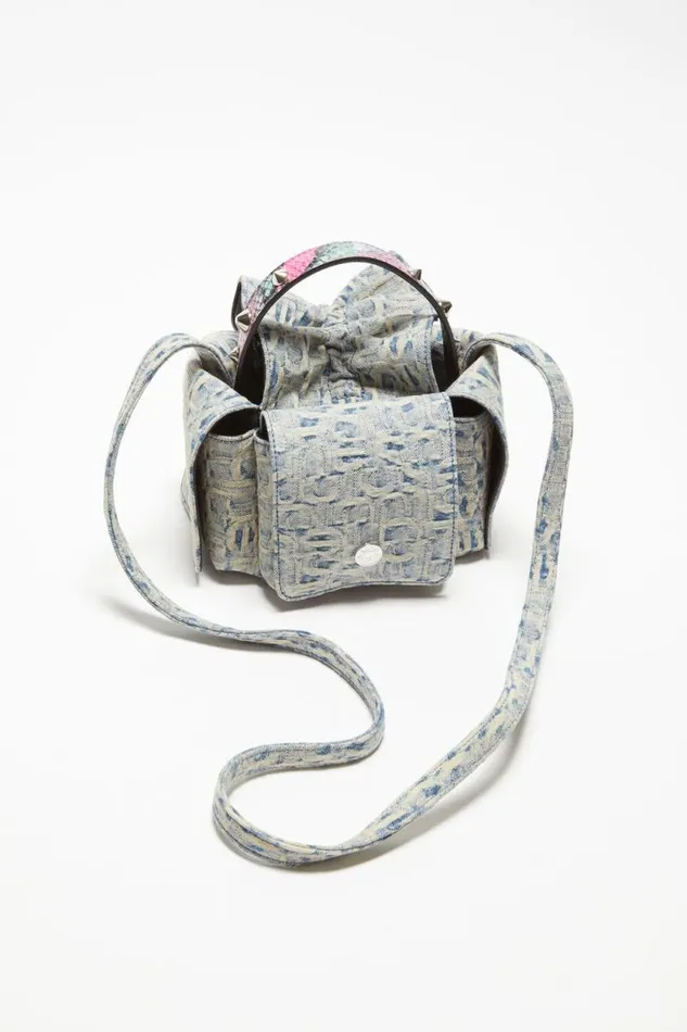 Acne Studios Monogram Multipocket Mini Bag Light Bluepink Men Bags Acne Studios Monogram Multipocket Mini Bag Light Bluepink Men Bags