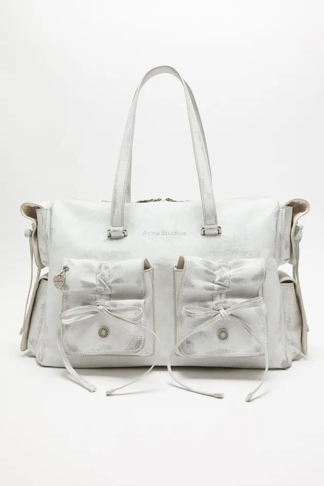 Acne Studios Multipocket Tote Bag Whitegrey Men Bags