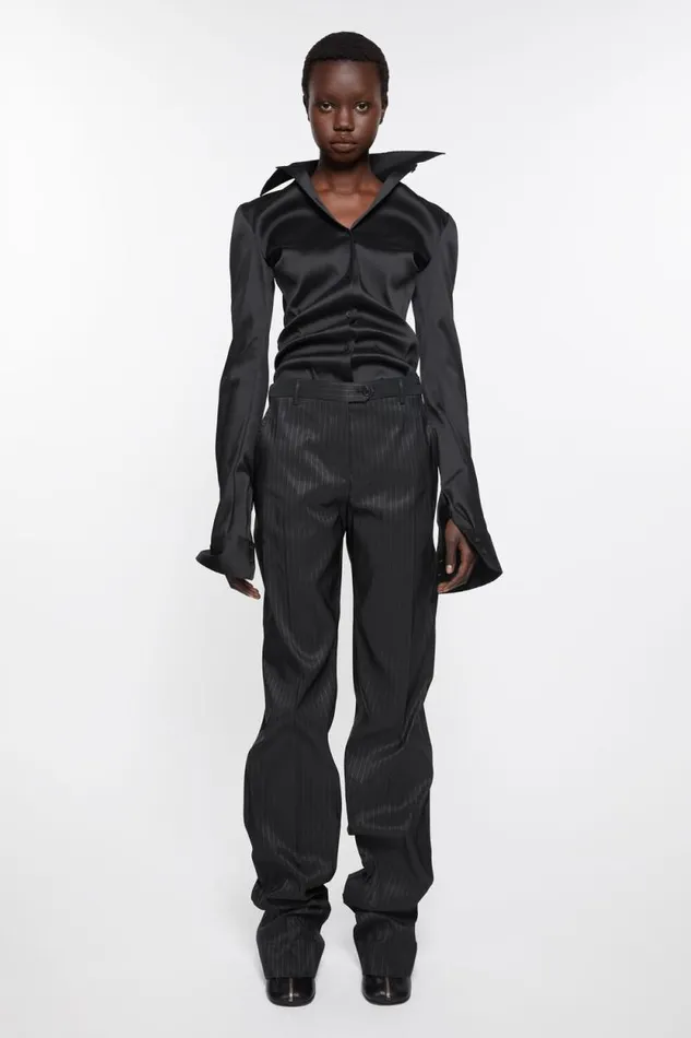 Acne Studios Pinstripe Tailored Trousers Black Women Trousers