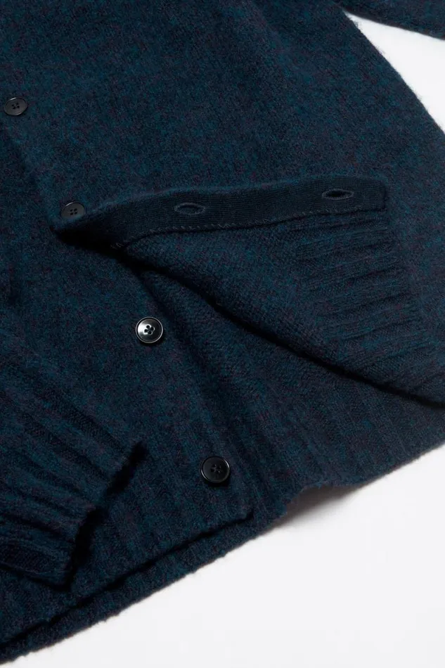 Acne Studios Polo Wool Cardigan Deep Blue Melange Men Knitwear