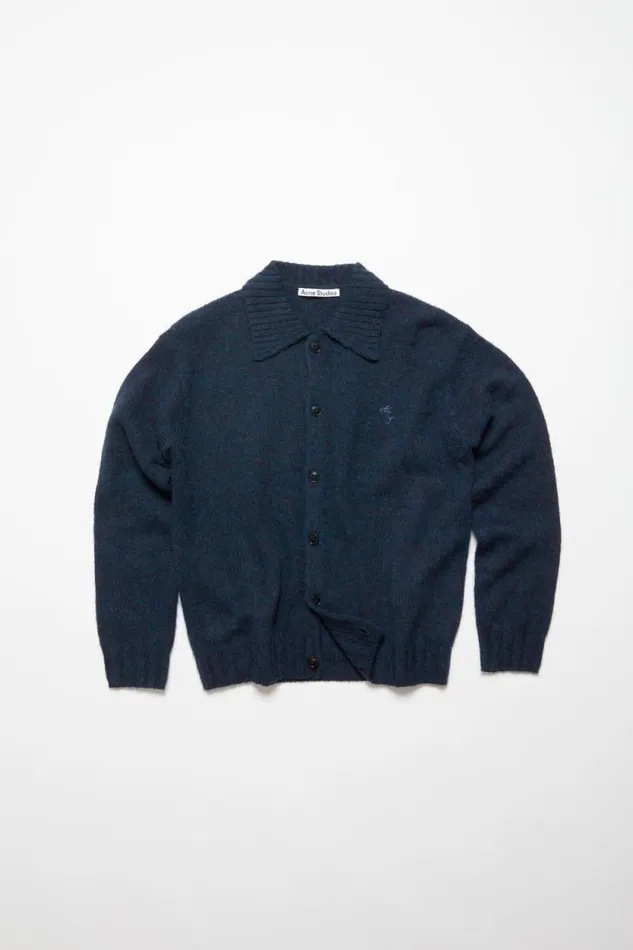 Acne Studios Polo Wool Cardigan Deep Blue Melange Men Knitwear