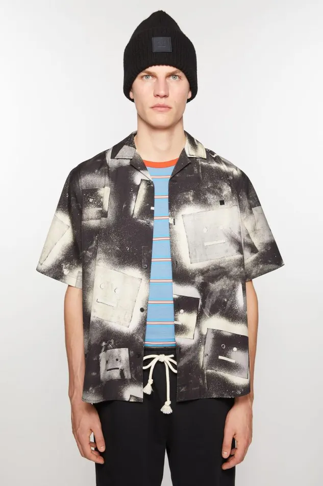 Acne Studios Printed Buttonup Shirt Blackwhite Men Shirts