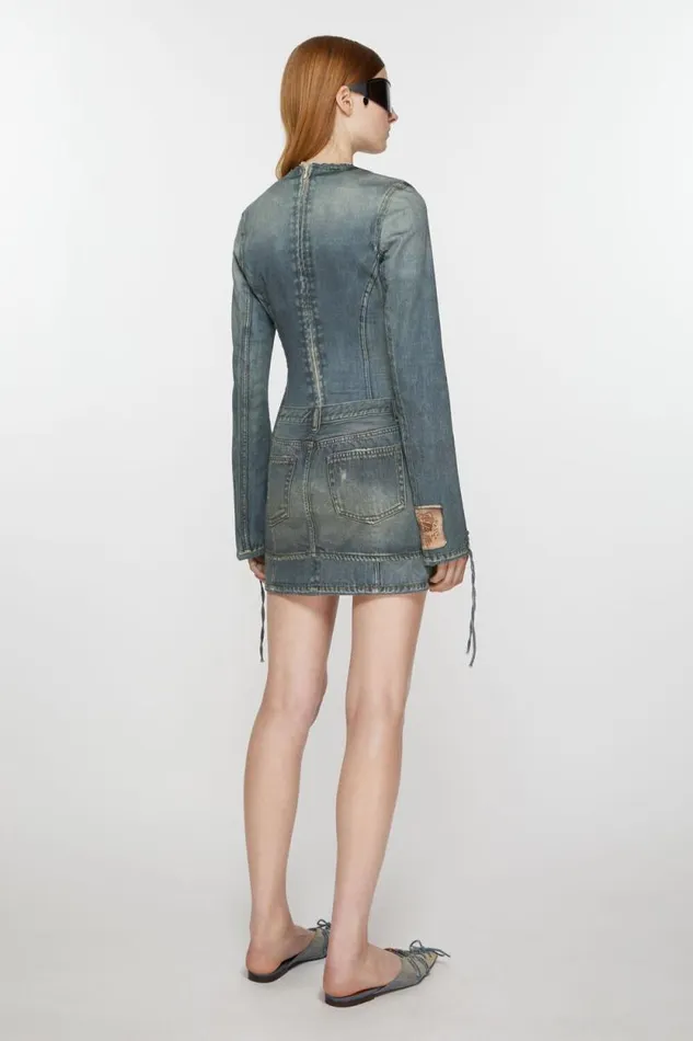 Acne Studios Printed Dress Mid Blue Women Dresses Acne Studios Printed Dress Mid Blue Women Dresses