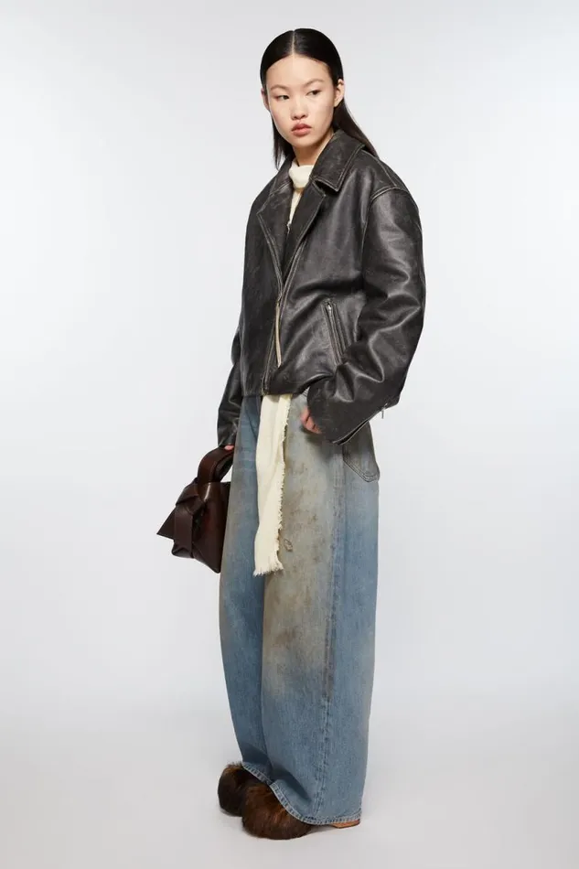 Acne Studios Sanded Leather Biker Jacket Black Women Outerwear Acne Studios Sanded Leather Biker Jacket Black Women Outerwear