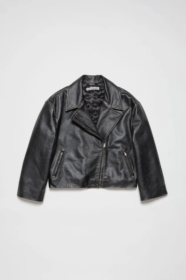 Acne Studios Sanded Leather Biker Jacket Black Women Outerwear Acne Studios Sanded Leather Biker Jacket Black Women Outerwear