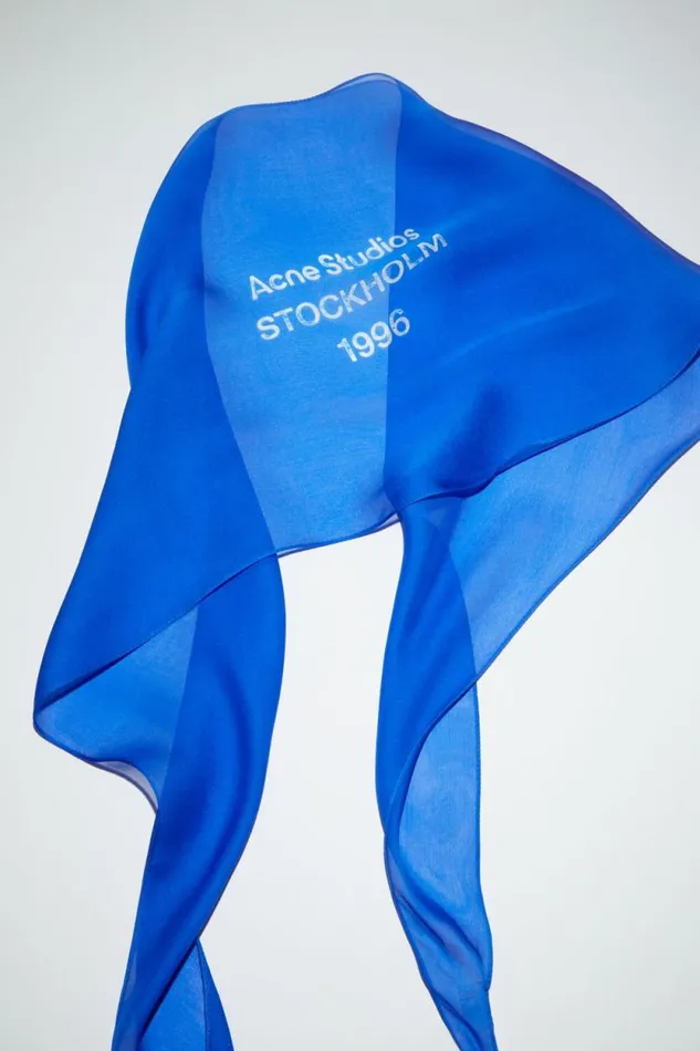 Acne Studios Silk Scarf Electric Blue Men Scarves
