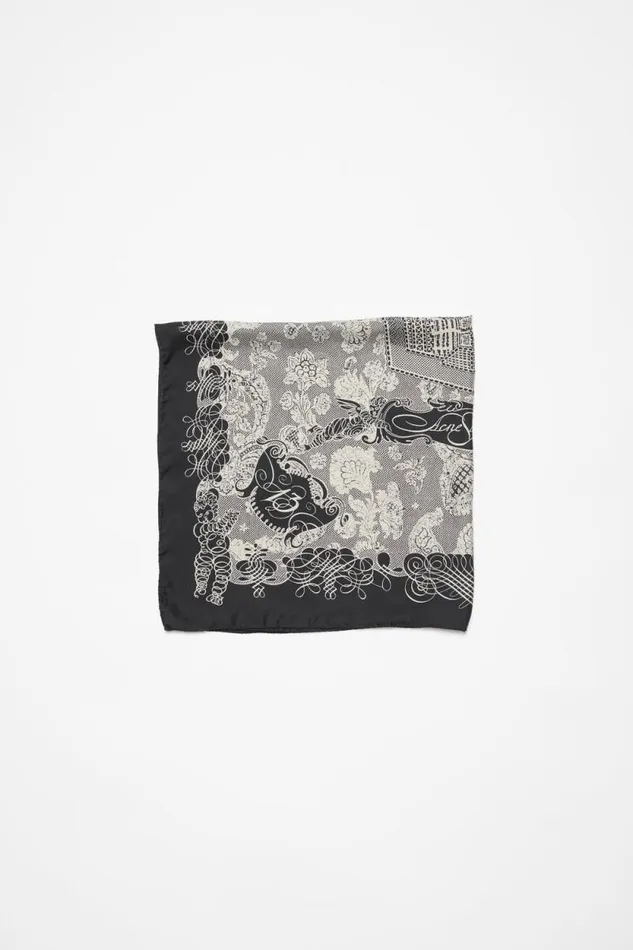 Acne Studios Silk Square Scarf Black Women Scarves