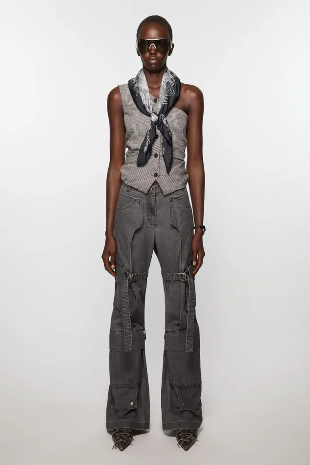 Acne Studios Silk Square Scarf Black Women Scarves