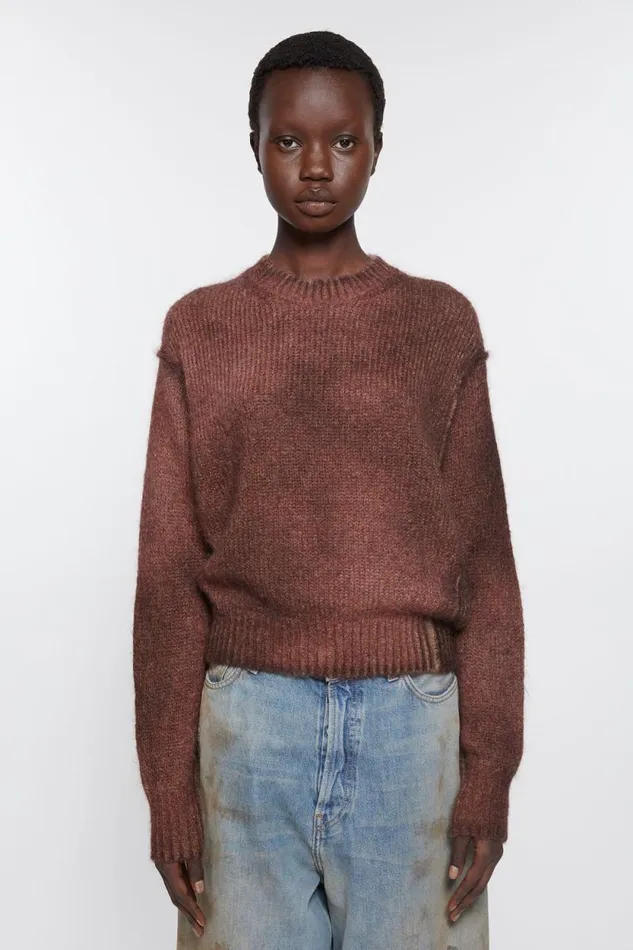 Acne Studios Sprayed Knit Jumper Rust Red Women Knitwear