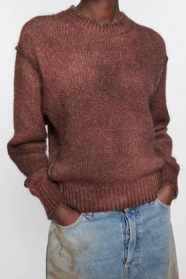 Acne Studios Sprayed Knit Jumper Rust Red Women Knitwear Acne Studios Sprayed Knit Jumper Rust Red Women Knitwear