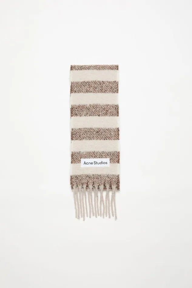 Acne Studios Stripe Alpaca Scarf 8211 Narrow Dark Brownbeige Women Scarves