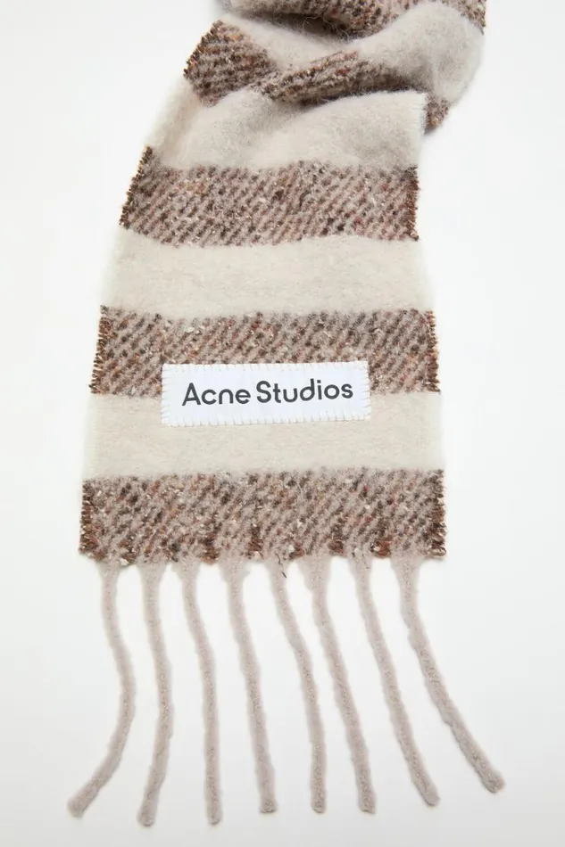 Acne Studios Stripe Alpaca Scarf 8211 Narrow Dark Brownbeige Women Scarves Acne Studios Stripe Alpaca Scarf 8211 Narrow Dark Brownbeige Women Scarves