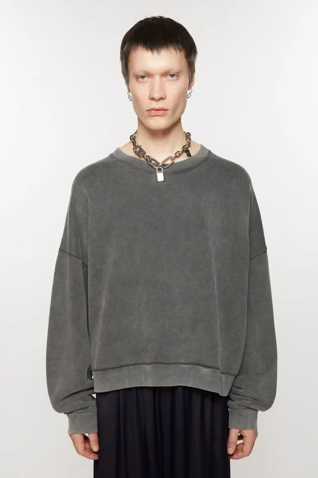Acne Studios Sweater Logo Patch Faded Black Men Sweatshirts