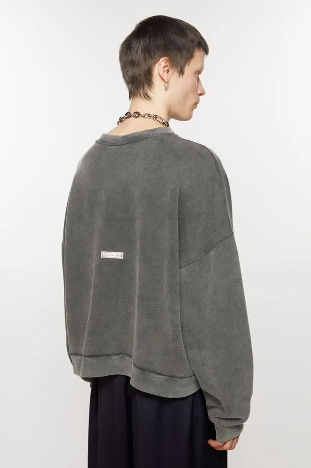 Acne Studios Sweater Logo Patch Faded Black Men Sweatshirts