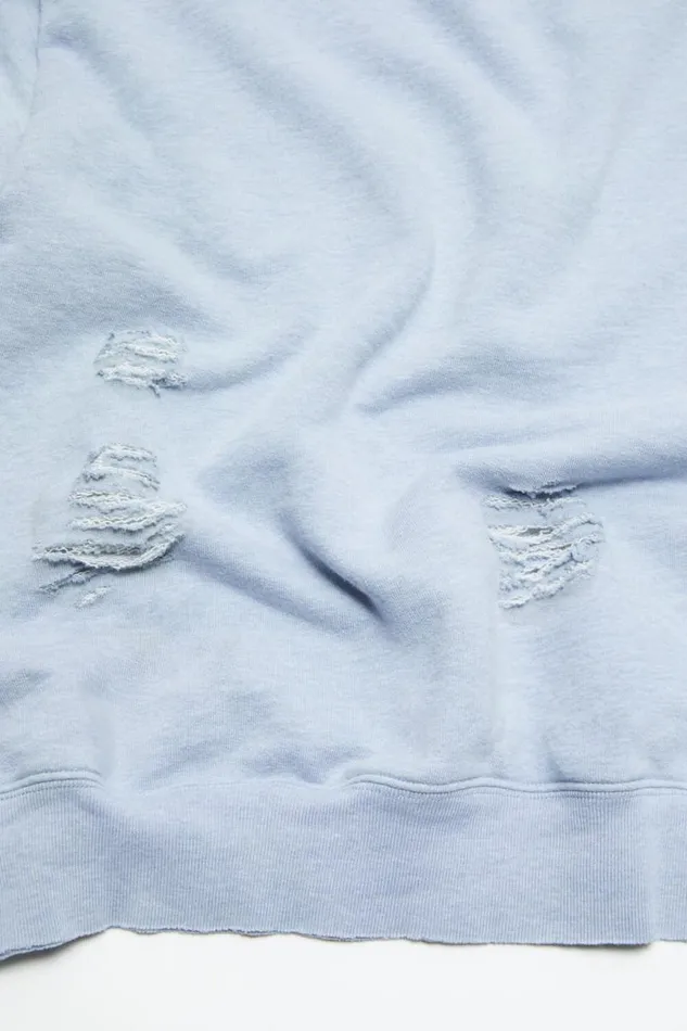 Acne Studios Sweater Logo Print Distressed Blue Melange Women Sweatshirts Acne Studios Sweater Logo Print Distressed Blue Melange Women Sweatshirts