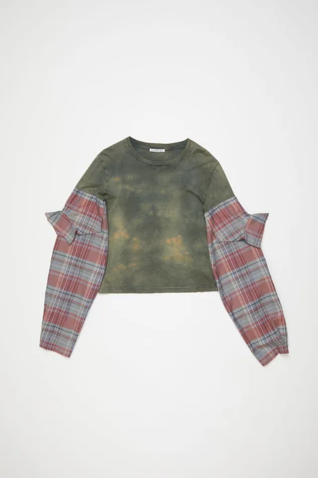 Acne Studios Tshirt Constructed Flannel Sleeves Bluemulti Men Tshirts Acne Studios Tshirt Constructed Flannel Sleeves Bluemulti Men Tshirts