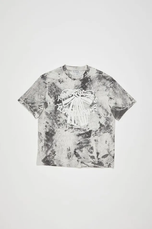Acne Studios Tshirt Plaster Print Faded Black Men Tshirts Acne Studios Tshirt Plaster Print Faded Black Men Tshirts
