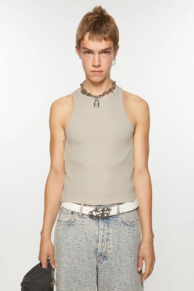 Acne Studios Tank Top 8211 Fitted Unisex Fit Bright Grey Men Tshirts