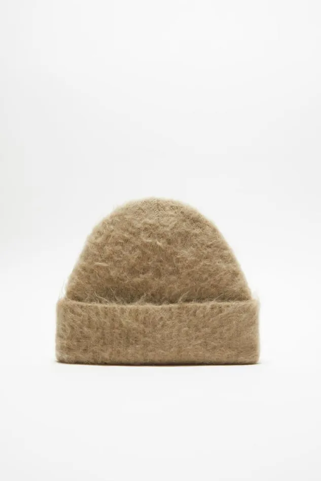 Acne Studios Wool Mohair Beanie Dark Beige Women Hats