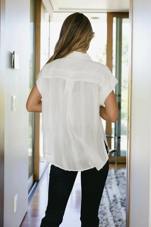 Adrian Textured Button Up In Cream Cream Women Bohme Tops